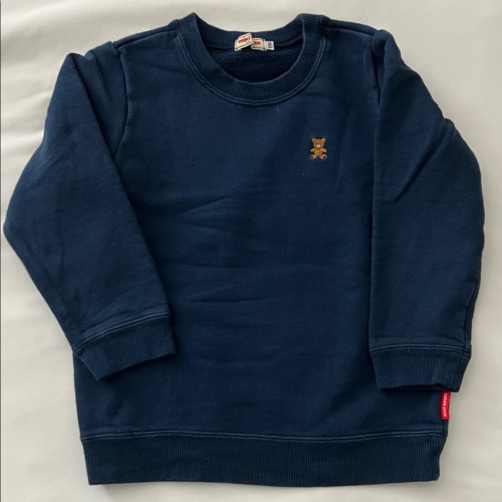 Miki House bear-embroidered sweatshirt